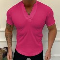 Men's T shirt Tee Solid Color V Neck Green White Black Blue Pink Short Sleeve Casual Daily Tops Sports Fashion Lightweight Muscle / Summer / Summer