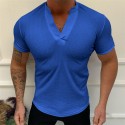 Men's T shirt Tee Solid Color V Neck Green White Black Blue Pink Short Sleeve Casual Daily Tops Sports Fashion Lightweight Muscle / Summer / Summer