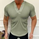 Men's T shirt Tee Solid Color V Neck Green White Black Blue Pink Short Sleeve Casual Daily Tops Sports Fashion Lightweight Muscle / Summer / Summer