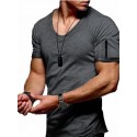 Men's T shirt Tee Tee Solid Colored V Neck Green White Black Blue Gray Short Sleeve Daily Tops Basic Muscle Slim Fit Comfortable / Summer / Wet and Dry Cleaning / Summer