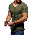 Men's T shirt Tee Tee Solid Colored V Neck Green White Black Blue Gray Short Sleeve Daily Tops Basic Muscle Slim Fit Comfortable / Summer / Wet and Dry Cleaning / Summer