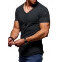 Men's T shirt Tee Tee Solid Colored V Neck Green White Black Blue Gray Short Sleeve Daily Tops Basic Muscle Slim Fit Comfortable / Summer / Wet and Dry Cleaning / Summer