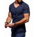 Men's T shirt Tee Tee Solid Colored V Neck Green White Black Blue Gray Short Sleeve Daily Tops Basic Muscle Slim Fit Comfortable / Summer / Wet and Dry Cleaning / Summer