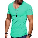 Men's T shirt Tee Tee Solid Colored V Neck Green White Black Blue Gray Short Sleeve Daily Tops Basic Muscle Slim Fit Comfortable / Summer / Wet and Dry Cleaning / Summer