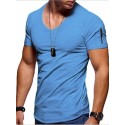 Men's T shirt Tee Tee Solid Colored V Neck Green White Black Blue Gray Short Sleeve Daily Tops Basic Muscle Slim Fit Comfortable / Summer / Wet and Dry Cleaning / Summer