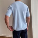 Men's T shirt Tee Solid Color Crew Neck Light Blue Half Sleeve Street Daily Tops Fashion Casual Comfortable / Beach