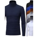 Men's Pure Color T-Shirt Thermal Mock Turtleneck Tops Long Sleeve Basic Casual Baselayers Comfort Slim Fit Pullover Shirt Tops Blouse for Autumn Navy Blue