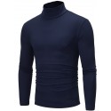 Men's Pure Color T-Shirt Thermal Mock Turtleneck Tops Long Sleeve Basic Casual Baselayers Comfort Slim Fit Pullover Shirt Tops Blouse for Autumn Navy Blue