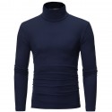 Men's Pure Color T-Shirt Thermal Mock Turtleneck Tops Long Sleeve Basic Casual Baselayers Comfort Slim Fit Pullover Shirt Tops Blouse for Autumn Navy Blue