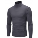 Men's Pure Color T-Shirt Thermal Mock Turtleneck Tops Long Sleeve Basic Casual Baselayers Comfort Slim Fit Pullover Shirt Tops Blouse for Autumn Navy Blue