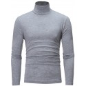 Men's Pure Color T-Shirt Thermal Mock Turtleneck Tops Long Sleeve Basic Casual Baselayers Comfort Slim Fit Pullover Shirt Tops Blouse for Autumn Navy Blue