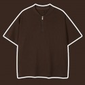 Men's T shirt Tee Solid Color Stand Collar Black Khaki Light gray Dark Gray Coffee Short Sleeve Daily Holiday Zipper Tops Cotton Casual Comfortable / Summer / Summer