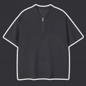Men's T shirt Tee Solid Color Stand Collar Black Khaki Light gray Dark Gray Coffee Short Sleeve Daily Holiday Zipper Tops Cotton Casual Comfortable / Summer / Summer
