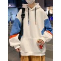 Men's Pullover Hoodie Sweatshirt Hooded Color Block Casual Daily Holiday Designer Sportswear Hoodies Sweatshirts  Long Sleeve White Black / Spring / Fall