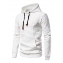 Men's Pullover Hoodie Sweatshirt Hooded Plaid Lace up Casual Daily Holiday Sportswear Casual Hoodies Sweatshirts  Long Sleeve White Black