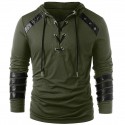 Men's Solid Color non-printing Casual Daily Hoodies Sweatshirts ArmyGreen Black Gray Lace Up Pullover Tops