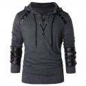 Men's Solid Color non-printing Casual Daily Hoodies Sweatshirts ArmyGreen Black Gray Lace Up Pullover Tops
