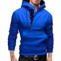 Men's Pullover Hoodie Sweatshirt Hooded Solid Color Letter Pocket Casual Daily Holiday Sportswear Casual Hoodies Sweatshirts  Long Sleeve Loose Fit Black Blue / Fall