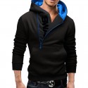 Men's Pullover Hoodie Sweatshirt Hooded Solid Color Letter Pocket Casual Daily Holiday Sportswear Casual Hoodies Sweatshirts  Long Sleeve Loose Fit Black Blue / Fall