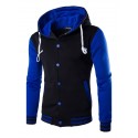 Men's Button Up Hoodie Hooded Color Block Daily Going out Weekend Cotton Active Hoodies Sweatshirts  Long Sleeve White Blue / Winter / Winter