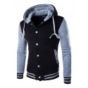Men's Button Up Hoodie Hooded Color Block Daily Going out Weekend Cotton Active Hoodies Sweatshirts  Long Sleeve White Blue / Winter / Winter