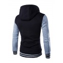 Men's Button Up Hoodie Hooded Color Block Daily Going out Weekend Cotton Active Hoodies Sweatshirts  Long Sleeve White Blue / Winter / Winter