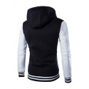 Men's Button Up Hoodie Hooded Color Block Daily Going out Weekend Cotton Active Hoodies Sweatshirts  Long Sleeve White Blue / Winter / Winter