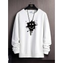 Men's Sweatshirt Grimace Daily Sportswear Casual Hoodies Sweatshirts  Long Sleeve White Black / Spring / Fall