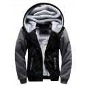 Men's Unisex Zip Hoodie Sweatshirt Jacket Hooded Solid Color Splicing Office Causal Daily Fleece Classic & Timeless Warm Ups Hoodies Sweatshirts  Long Sleeve Black Light Gray