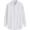 Men's Shirt 100% Cotton Solid Color Casual Daily Street Button-Down Long Sleeve Casual Tops Lightweight Classic Modern White Fashion Comfortable Breathable Summer Fall