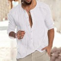 Men's Shirt Solid Color Collar Green White Black Khaki Light Blue Long Sleeve Outdoor Street Button-Down Tops Fashion Designer Casual Big and Tall / Summer / Spring / Summer