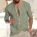 Men's Shirt Solid Color Collar Green White Black Khaki Light Blue Long Sleeve Outdoor Street Button-Down Tops Fashion Designer Casual Big and Tall / Summer / Spring / Summer