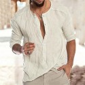 Men's Shirt Solid Color Collar Green White Black Khaki Light Blue Long Sleeve Outdoor Street Button-Down Tops Fashion Designer Casual Big and Tall / Summer / Spring / Summer