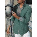 Men's Casual Shirt 100% Cotton Solid Color Collar Button Down Street Daily Outdoor Long Sleeve Tops Simple Lightweight Breathable Comfortable Green White Vacation Beach Travel Holiday