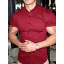 Men's Casual Shirt Solid Color Turndown  Daily Street Sport Button-Down Short Sleeve Tops Lightweight Fashion Comfortable Big and Tall White Black Blue / Summer Muscle Shirt