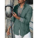 Men's summer new style solid color long-sleeved street thin button cotton shirt large size European casual men's shirt