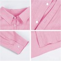 Men's Linen Cotton Shirt Solid Color Turndown Street Casual Daily Outdoor Button-Down Long Sleeve Tops Casual Fashion Breathable Comfortable Lightweight Beach Pink Summer Fall Autumn