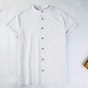 Men‘s Cotton Linen Henley Shirt Short Sleeve Hippie Casual Beach T Shirts