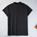 Men‘s Cotton Linen Henley Shirt Short Sleeve Hippie Casual Beach T Shirts
