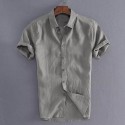 Men's Shirt Solid Colored Collar Button Down Collar Green White Black Blue Gray Short Sleeve Street Casual Tops Fashion Simple Sportswear Casual / Daily / Comfortable / Machine wash / Hand wash