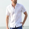 Men's Shirt Solid Colored Collar Button Down Collar Green White Black Blue Gray Short Sleeve Street Casual Tops Fashion Simple Sportswear Casual / Daily / Comfortable / Machine wash / Hand wash