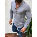 Men's Shirt Solid Colored Plus Size Collar Round Neck Long Sleeve Tops Cotton Simple Comfortable White Black Gray Causal Daily Work Beach Comfortable Soft Summer