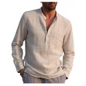 Men's Henley Shirt Solid Color Pocket Long Sleeve Street Tops Simple Lightweight Casual Fashion Beach Light Blue Wine Gray/Summer Shirts
