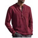 Men's Henley Shirt Solid Color Pocket Long Sleeve Street Tops Simple Lightweight Casual Fashion Beach Light Blue Wine Gray/Summer Shirts