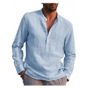 Men's Henley Shirt Solid Color Pocket Long Sleeve Street Tops Simple Lightweight Casual Fashion Beach Light Blue Wine Gray/Summer Shirts