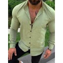 Men's Shirt Solid Color Collar Green White Black Orange Beige Long Sleeve Outdoor Street Button-Down Tops Cotton Fashion Casual Comfortable / Summer / Spring / Summer
