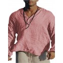Men's Casual Shirt Solid Color V Neck Street Casual Long Sleeve Tops Casual Fashion Breathable Comfortable Green Gray Pink Beach Shirts Summer