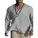 Men's Casual Shirt Solid Color V Neck Street Casual Long Sleeve Tops Casual Fashion Breathable Comfortable Green Gray Pink Beach Shirts Summer