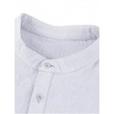 Men's Shirt 100% Cotton Solid Colored Collar Standing Collar Office Career Causal Patchwork Short Sleeve Tops Cotton Basic Casual Daily White Blue Summer Comfortable Lightweight