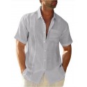 Men's Casual Shirt Solid Colored Turndown Street Casual Button-Down Short Sleeve Tops Casual Fashion Breathable Comfortable White Black Gray Summer Shirts
